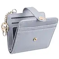 POIUGOYA Slim Wallet for Women,RFID Blocking Bifold Credit Card Holder with Zipper Coin Pocket,ID Window,Keychain