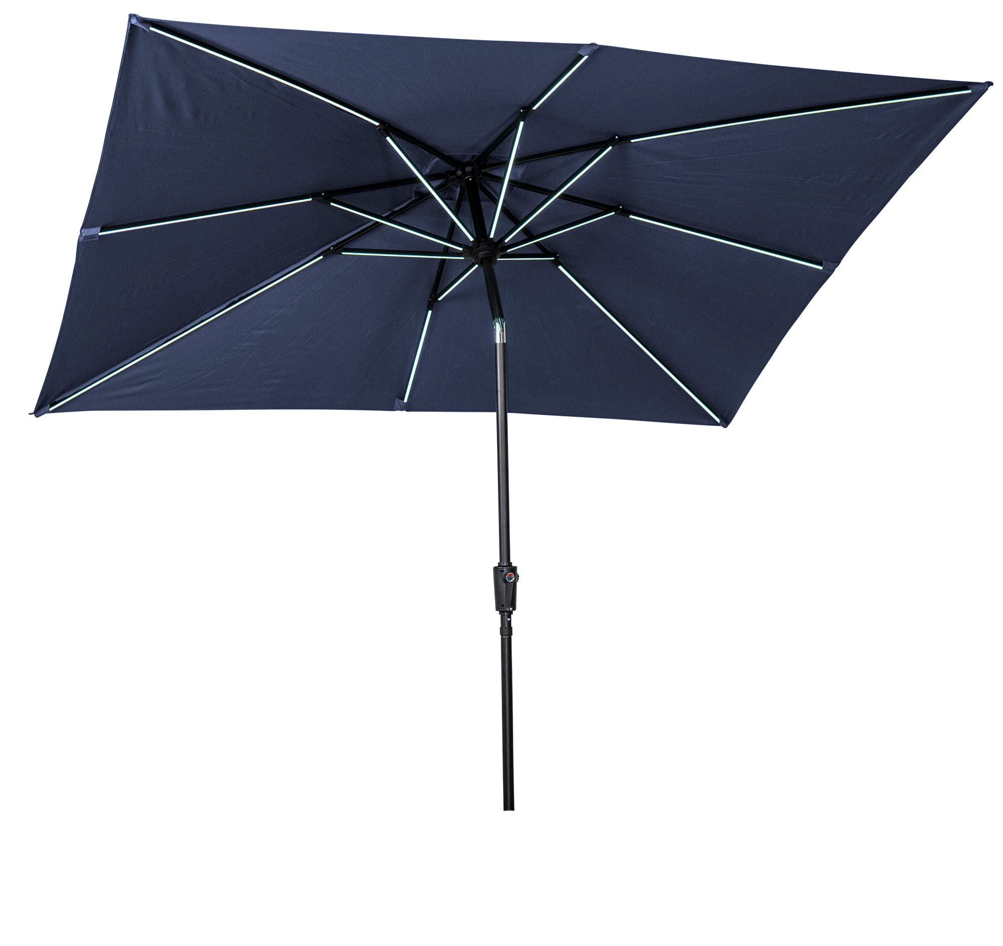 Sun-Ray 811053 9'x7' Rectangular Next Gen Solar Lighted Umbrella, Navy