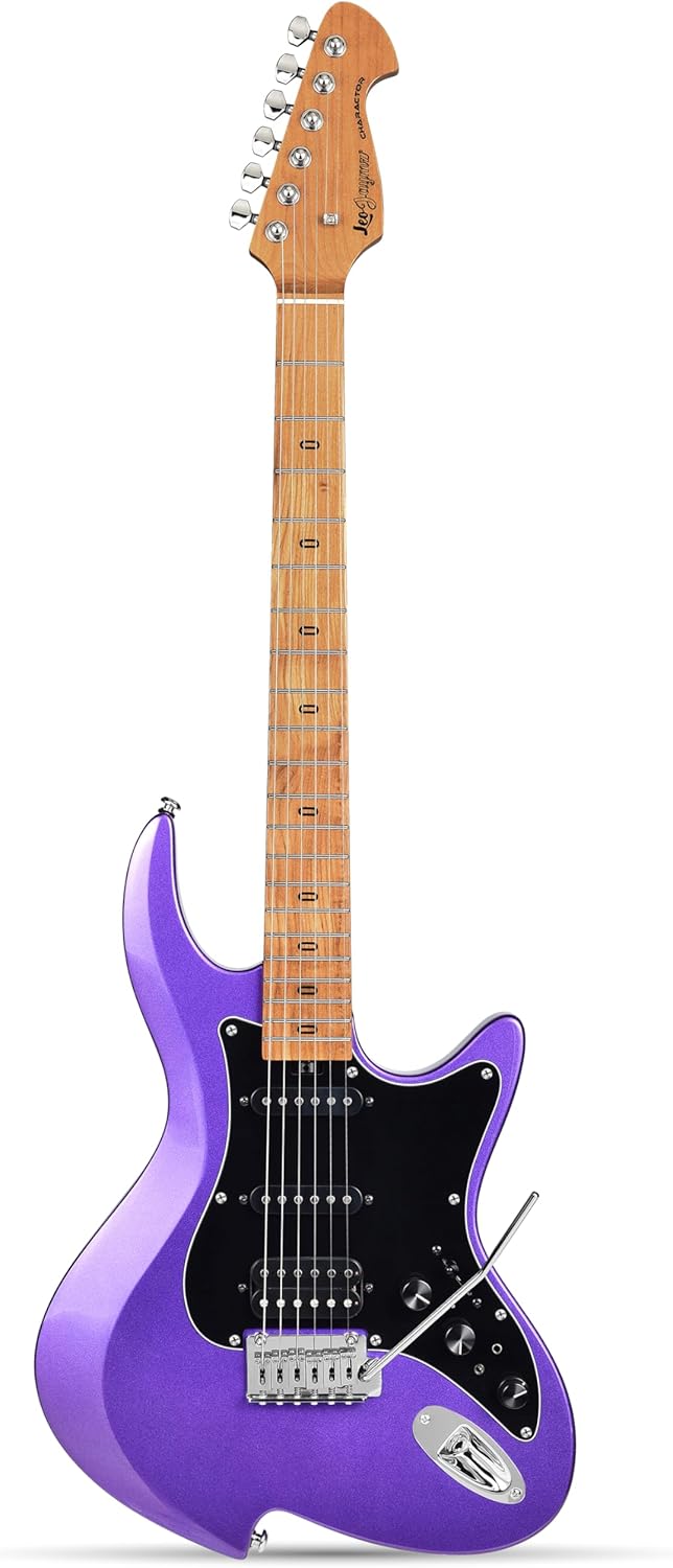 Leo Jaymz Character Series Electric Guitar with Roasted Maple Neck, SSH Active Pickups, Built-in Multi-Effects & Vintage Tremolo (Purple)