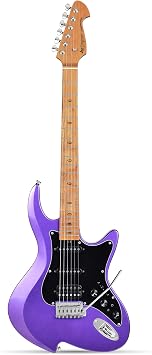 Leo Jaymz Character Series Electric Guitar with Roasted Maple Neck, SSH Active Pickups, Built-in Multi-Effects & Vintage Tremolo Purple