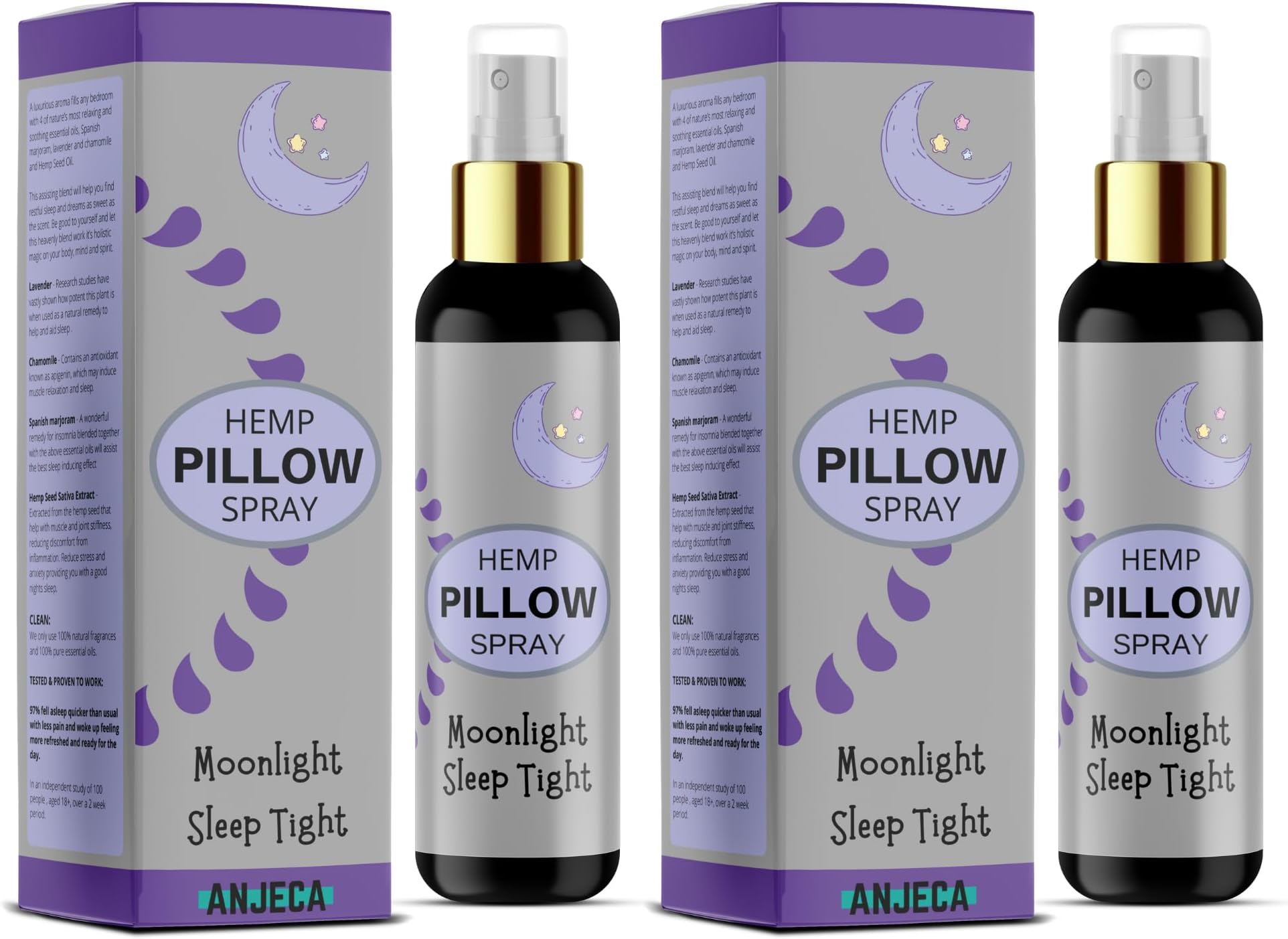 Anjeca Pillow Sleep Spray Mist Sleep for Adults X2 Lavender Spray High Strength Encouraging Calm, Tranquility Deep Sleep Refreshed Large 100ml