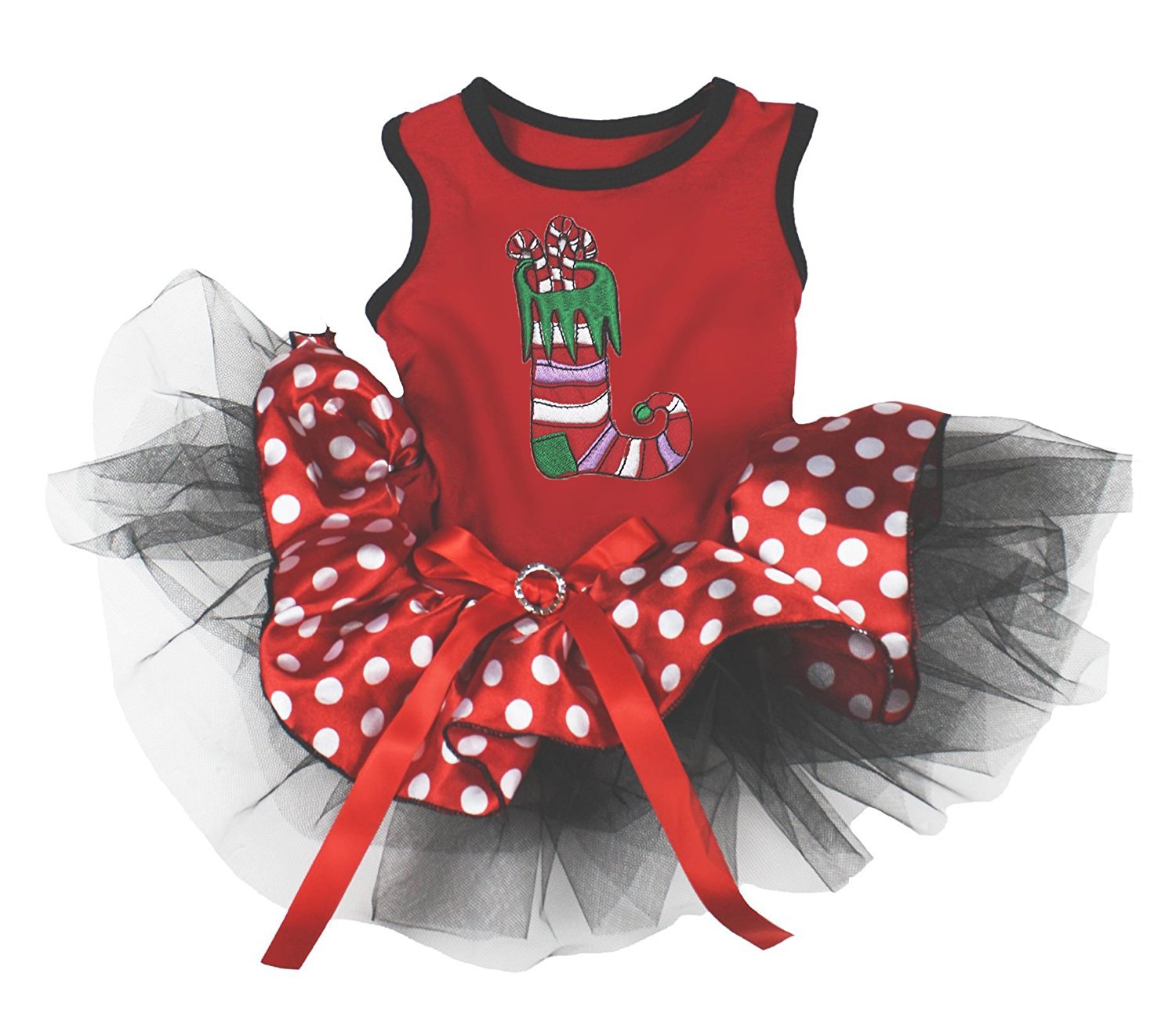 Tutu de Noël pour chien sapin rouge XS : vêtement de fête confortable pour petit animal