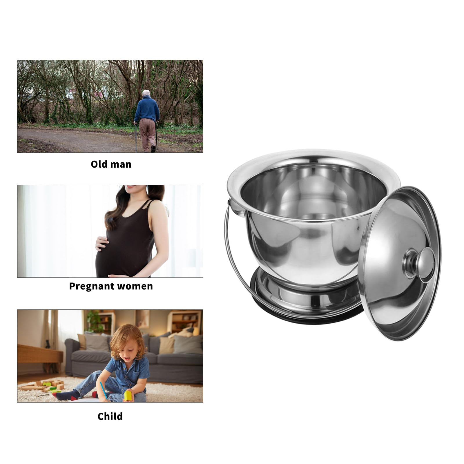Orinal portátil de acero inoxidable con tapa, orinal portátil, botellas de orinal para un fácil uso de viaje, fácil de usar