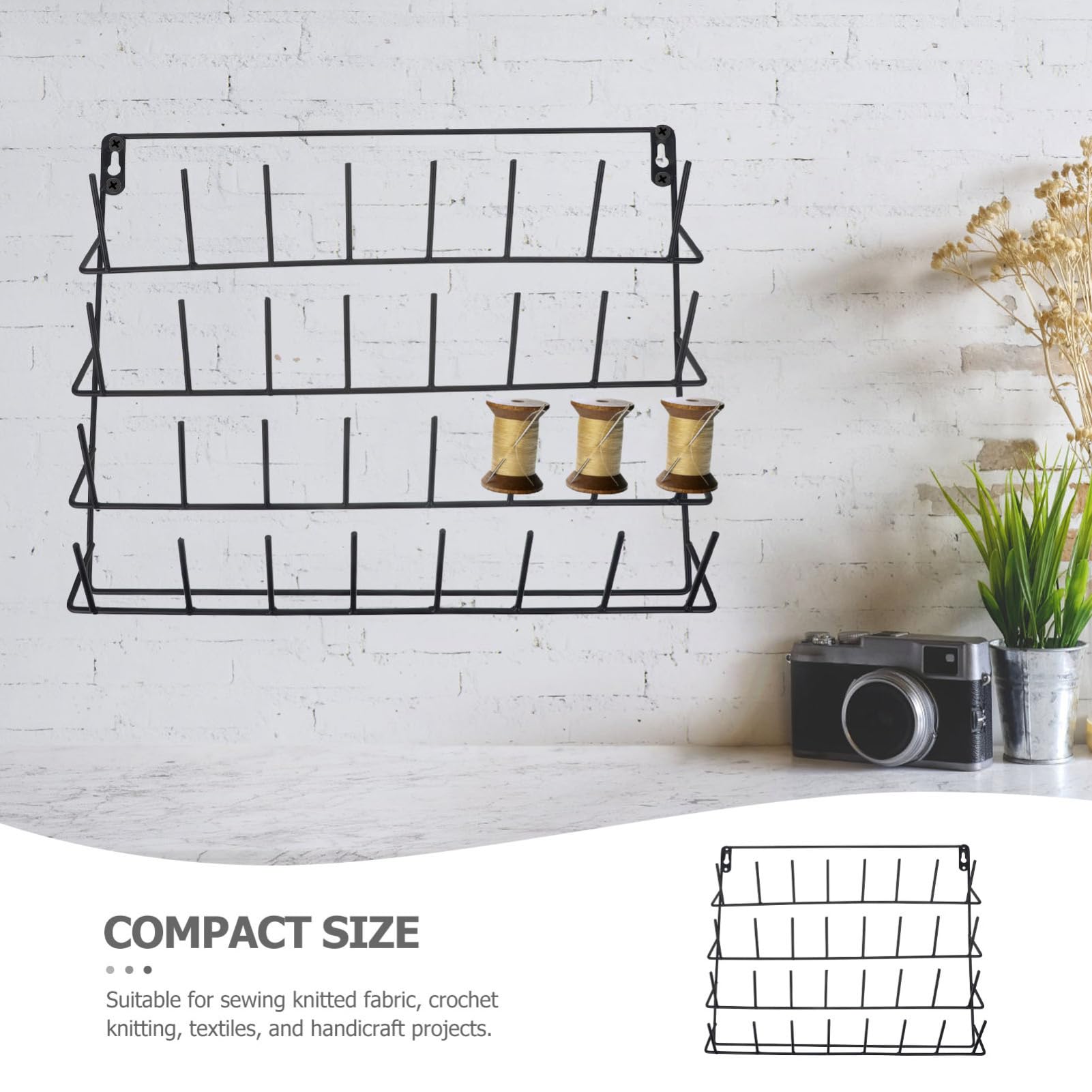 Uonlytech Organizador de Hilo Resistente al Desgaste para Costura, Bastidor Metálico Negro 15.6x12.2 Pulg, Accesorio Práctico para Habitación y Taller de Bordado, Colgante Multifuncional