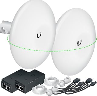 Wireless Bridge Ubiquiti NBE-M5-16 PRE-CONFIGURED, Bundle of 2 Ubiquiti NanoBeam M5, Point to Point Outdoor WiFi Bridge, Plugh and Play, 5GHz, 150+Mbps, 15+km Link Range, Network Bridge