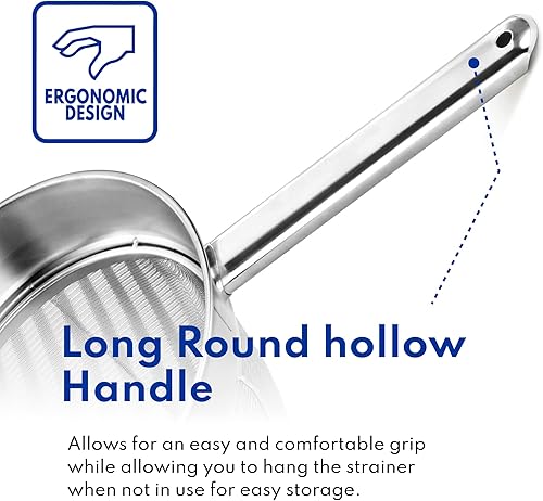 Miniatura 5 de New Star Foodservice 38071 Colador de caldo reforzado de acero inoxidable, 8 pulgadas