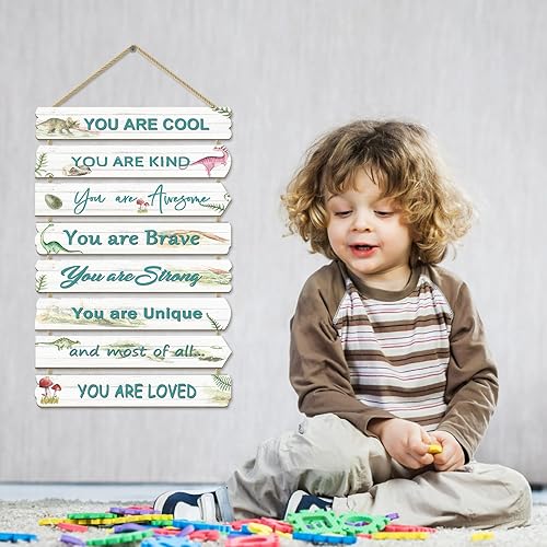 Miniatura 4 de Paquesta Decoración de habitación de niños, decoración de habitación de dinosaurio para dormitorio de niños, arte de pared inspirador para