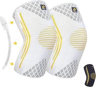 Bracoo Kniebandage & Kniestütze für Männer & Damen – Kompressionsbandage mit Seitenstabilisatoren, 2 Stück Bandage Knie für Sport, Fitness, Laufen & Alltag, Gelenkschutz, KE92, Grau, S