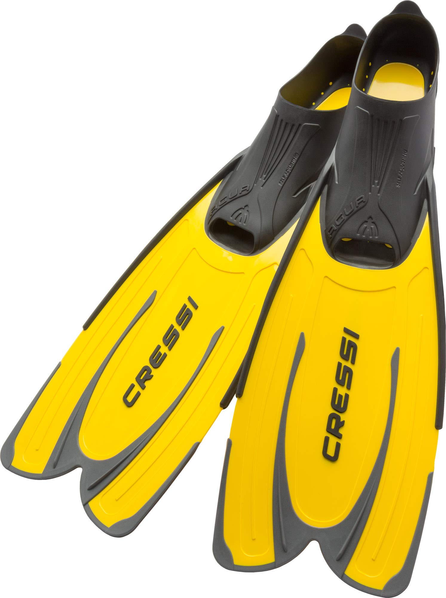 Cressi Big Eyes Evo Alpha Ultra Dry Schnorchelset Schnorcheln Set mit Schnorchel und Taucherbrille wasserdichte Tauchmaske & Agua - Unisex Premium Flossen Self Adjusting zum Tauchen, Gelb, 43/44