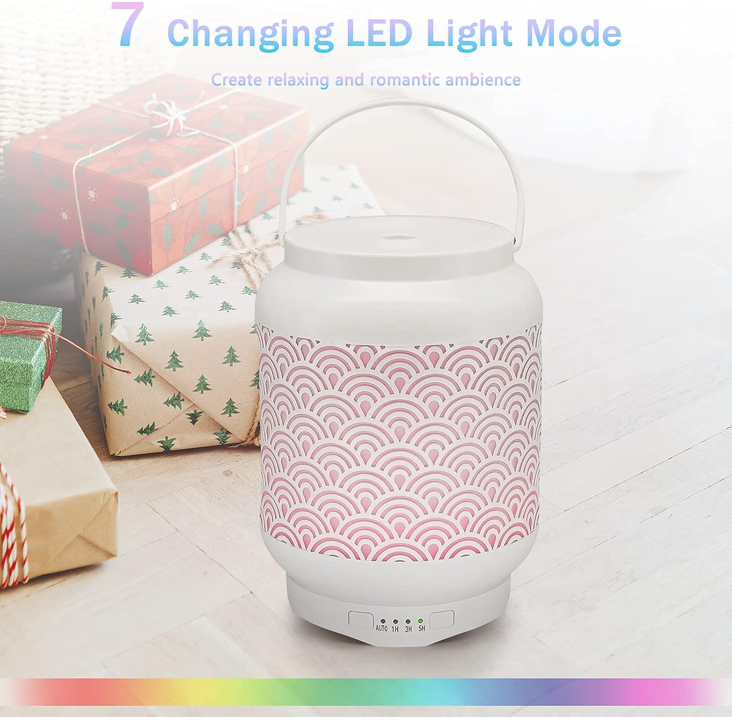 Essential Oil Diffuser, Aroma Oil Diffuser Ultrasonic Cool Mist Metal Aromatherapy Humidifier with Waterless Auto Shut-Off Protection, 7 Colors LED Lights Changing for Home Office(250ML Milk Bucket)