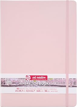 Talens Art Creation - Sketchbook Pastel Pink 21x29.7cm - 140g Acid-Free Paper - 80 Sheets - Ideal for Pencil Pastel Gouache Ink - Sturdy Hard-Bound for Drawing Journaling