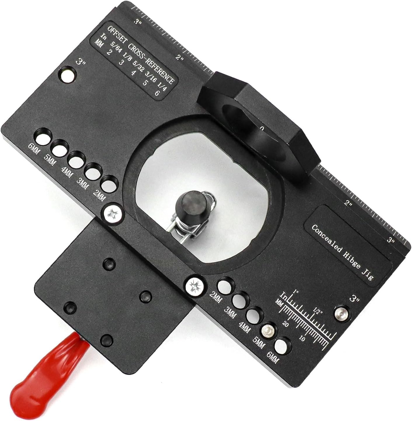 Gabarit de Charnière Invisible en Métal 35 mm, Gabarit de Perçage pour Charnière de Porte avec Serrage Rapide et Adaptateur d’Aspiration, Gabarit de Perçage pour Charnière d’Armoire
