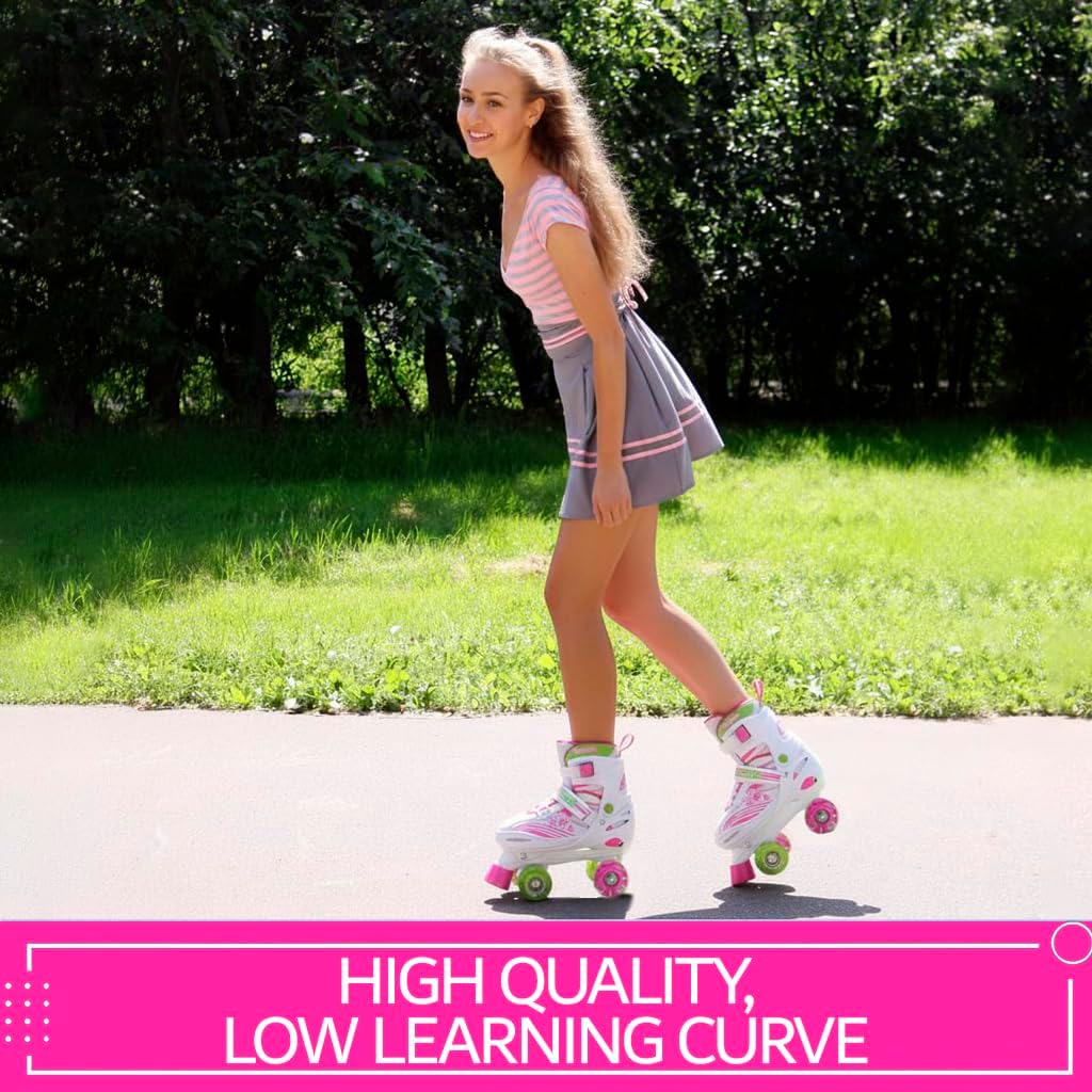 XinoSports Kids Adjustable Roller Skates for Girls & Boys with Light Up Wheels (Ages 5-20) – Roller Skates with Illuminating Wheels
