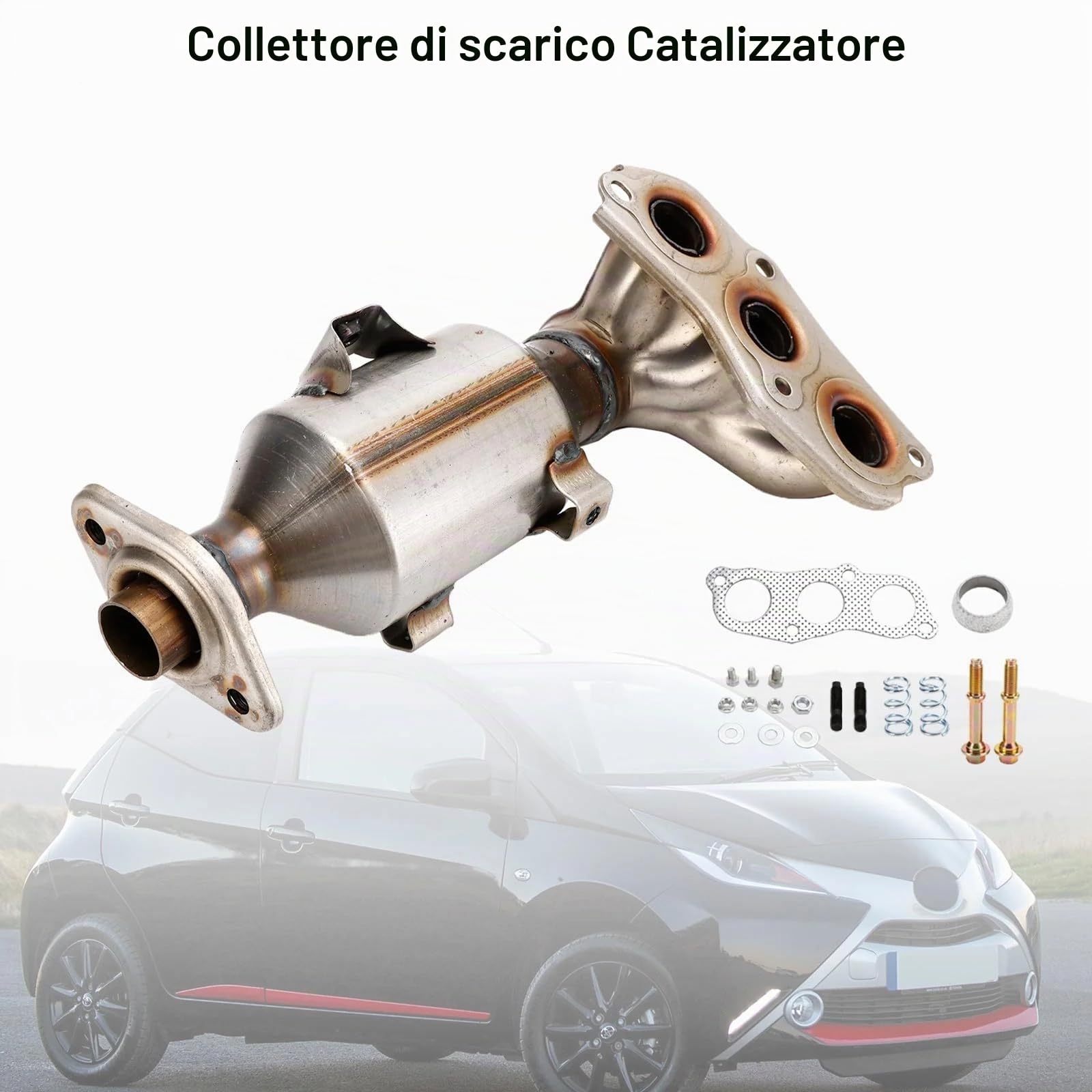 Catalizzatore con kit di montaggio kit guarnizioni compatibile con C1 PM PN 1.0 107 PM PN 1.0 2005-2014, ricambio per 0342K0 0342K3 0342K8 0342L5 0342L3 1609158080
