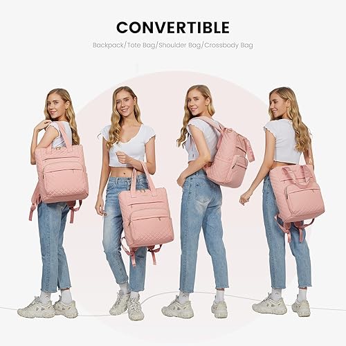 Miniatura 2 de LOVEVOOK Mochila para laptop para mujer, Rosado, Mochila de viaje para computadora portátil y profesor universitario