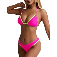 TASHEHE Women's Colorful String Bikini Set Sexy Triangle Two Piece Swimsuit Halter Bathing Suit