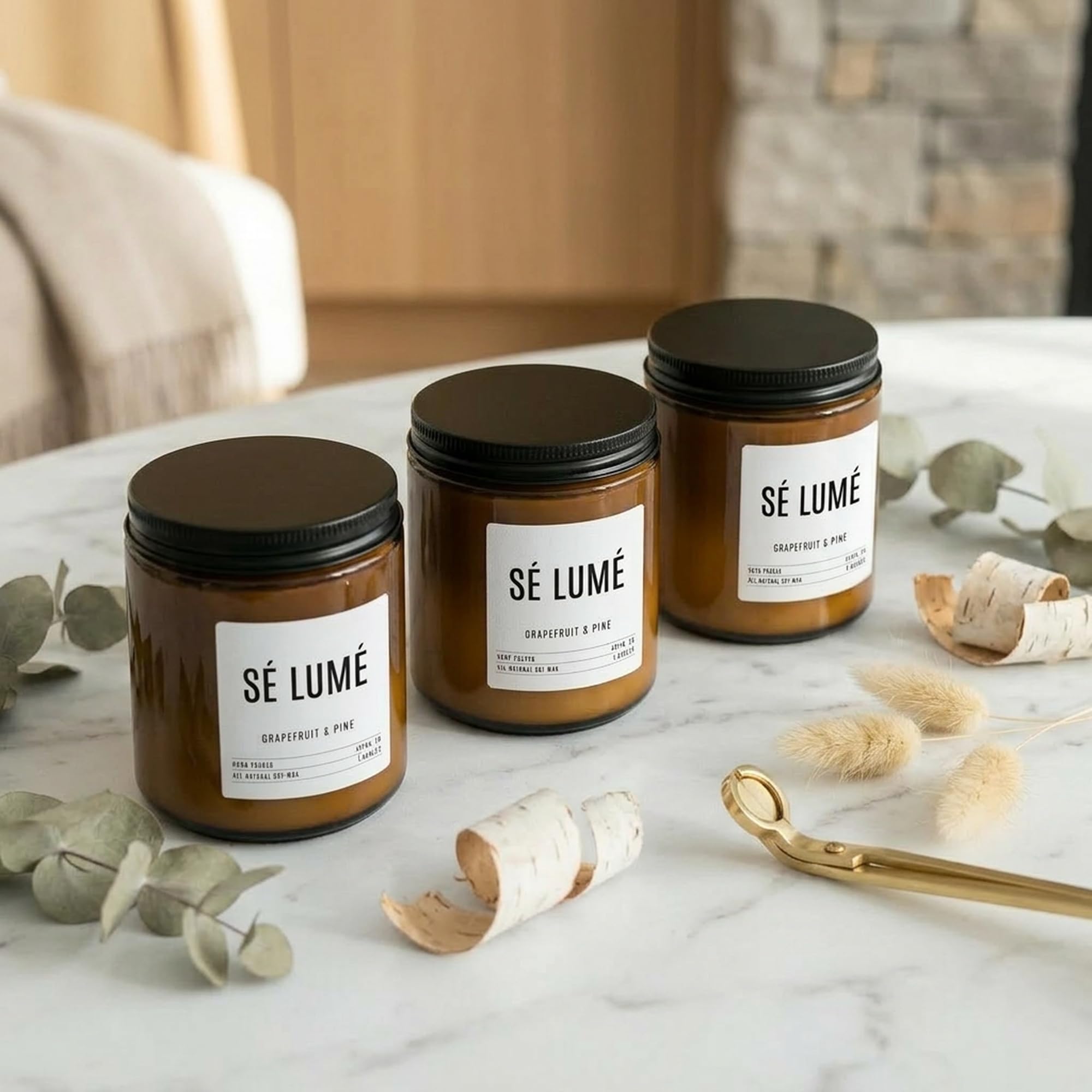 Santal & Pine Candela profumata | Candela di lusso per aromaterapia in cera di soia, legno di sandalo, cedro e ambra, combustione pulita, 40-50 ore, realizzata a mano, candela regalo
