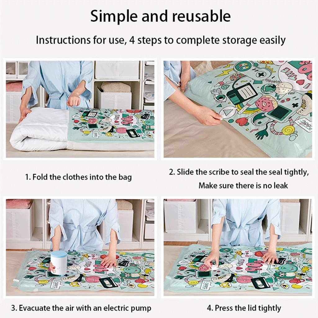 Sacs de Rangement sous Vide Sacs de scellement sous Vide pour Le Stockage des vêtements avec Pompe électrique/Pompe à Main Sacs économiseur d'espace 80% de Stockage en Plus Lot de 10 Sacs de co