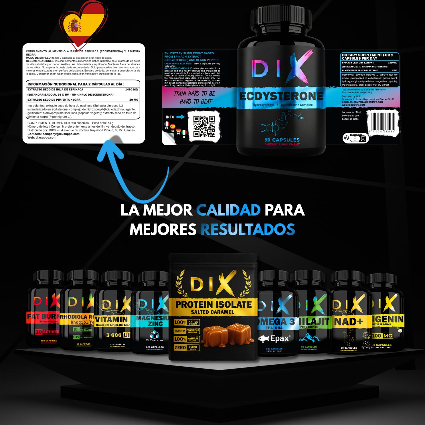 BETA-ECDYSTERONE 1490MG | 98% Pura | Óptima Absorción | Fórmula Avanzada | 20-Hidroxi-Ecdisterona (20HE) |GMP & HACCP|