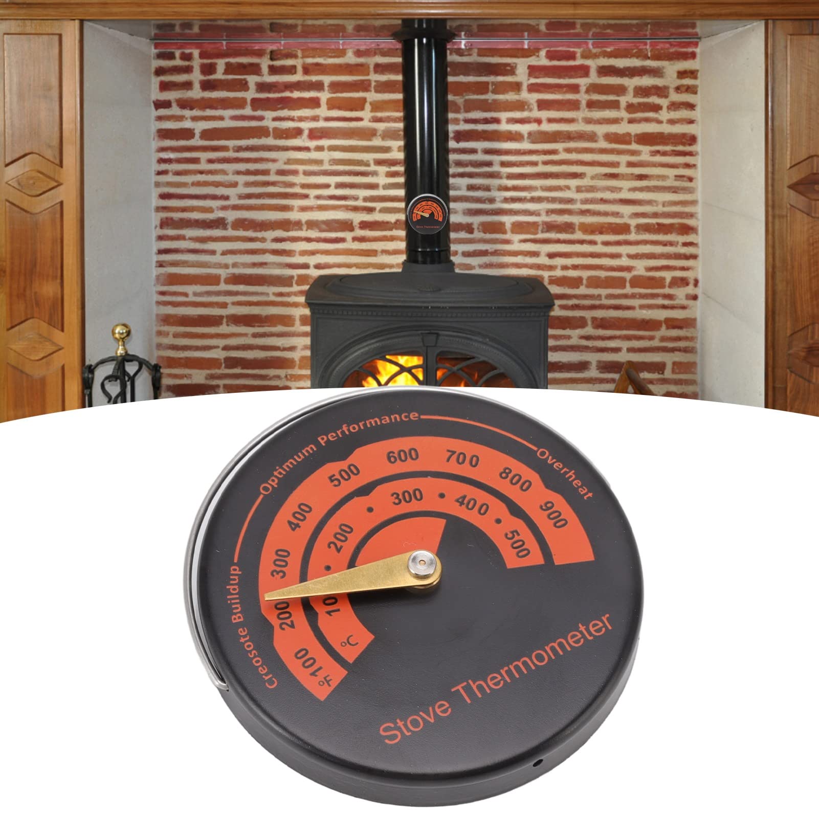 Thermomètre Magnétique Pour Poêle, Cheminée - Plage 0 à 500°C, Diamètre 63 Mm, En Alliage Aluminium, Facile à Fixer