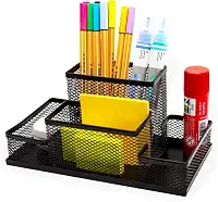 Porta Lapís Organizador Caneta Clips Lembrete Aramado Escritorio Treco Material Objeto (Preto)