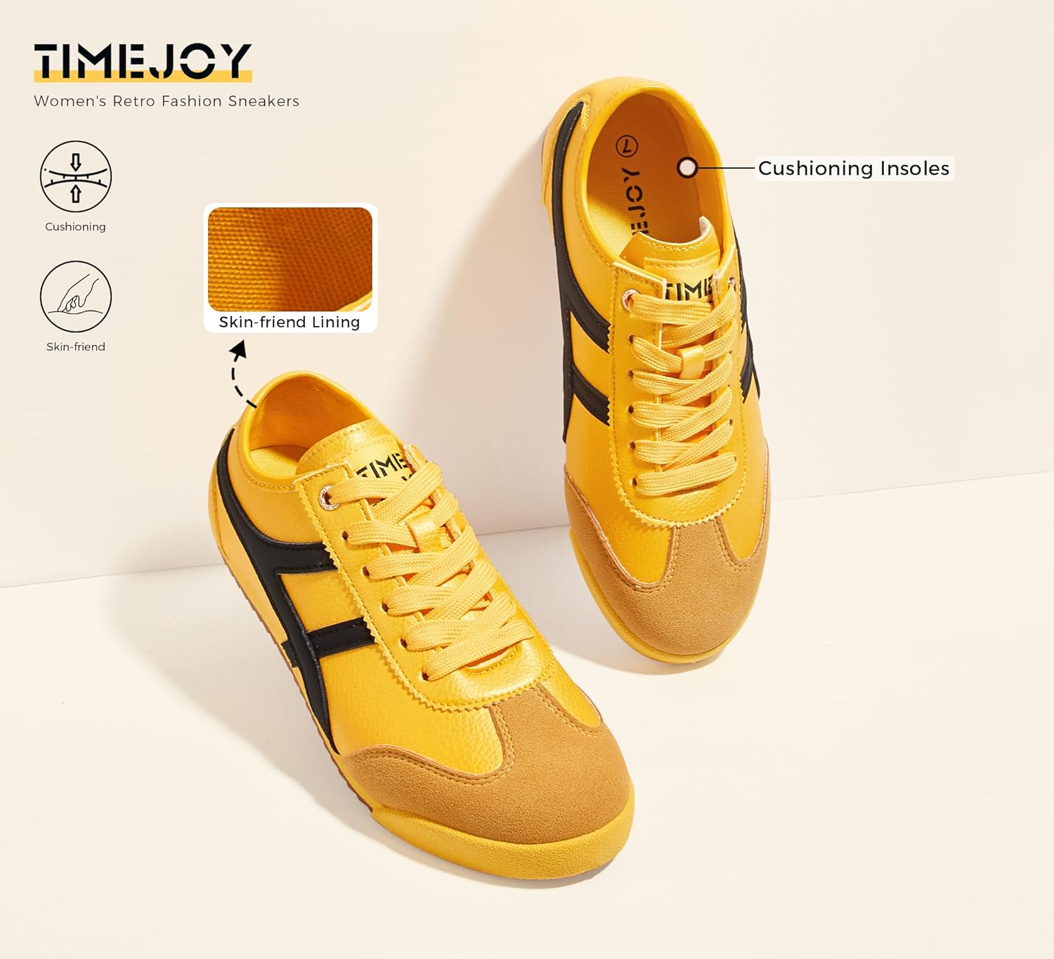 Women's Retro Fashion Sneakers Casual Trendy Comfort Tennis Shoes Anti-Slip Lightweight Low Top Walking Footwear - Image 4