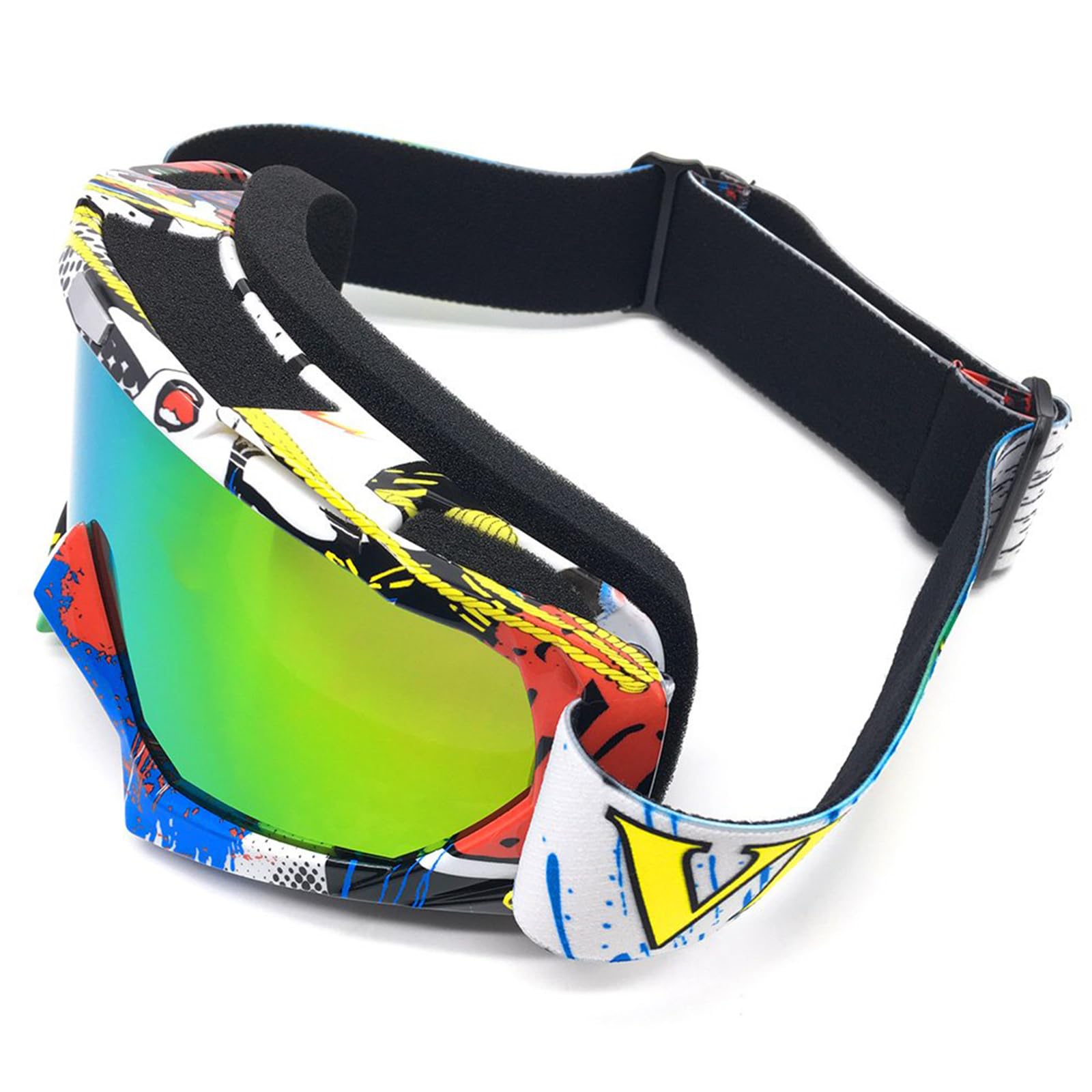 Occhiali da neve pieghevoli, unisex, per motocross, sport, motoslitta, snowboard, sci, anti nebbia, polvere, UV, antipolvere, antigraffio