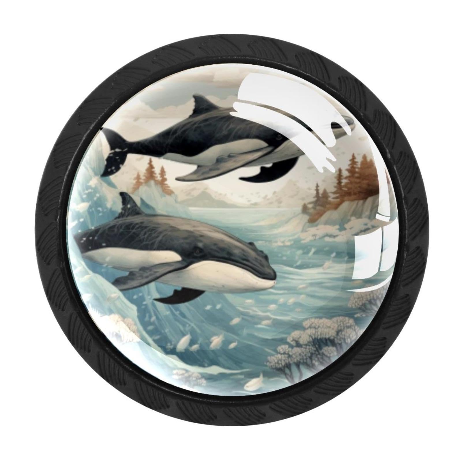 CHENZZZZ 4 Pack Whale Dresser Drawer Cabinet Knobs Round Crystal Glass Knobs Pulls Handles for Kitchen Wardrobe Cupboard Door Hardware