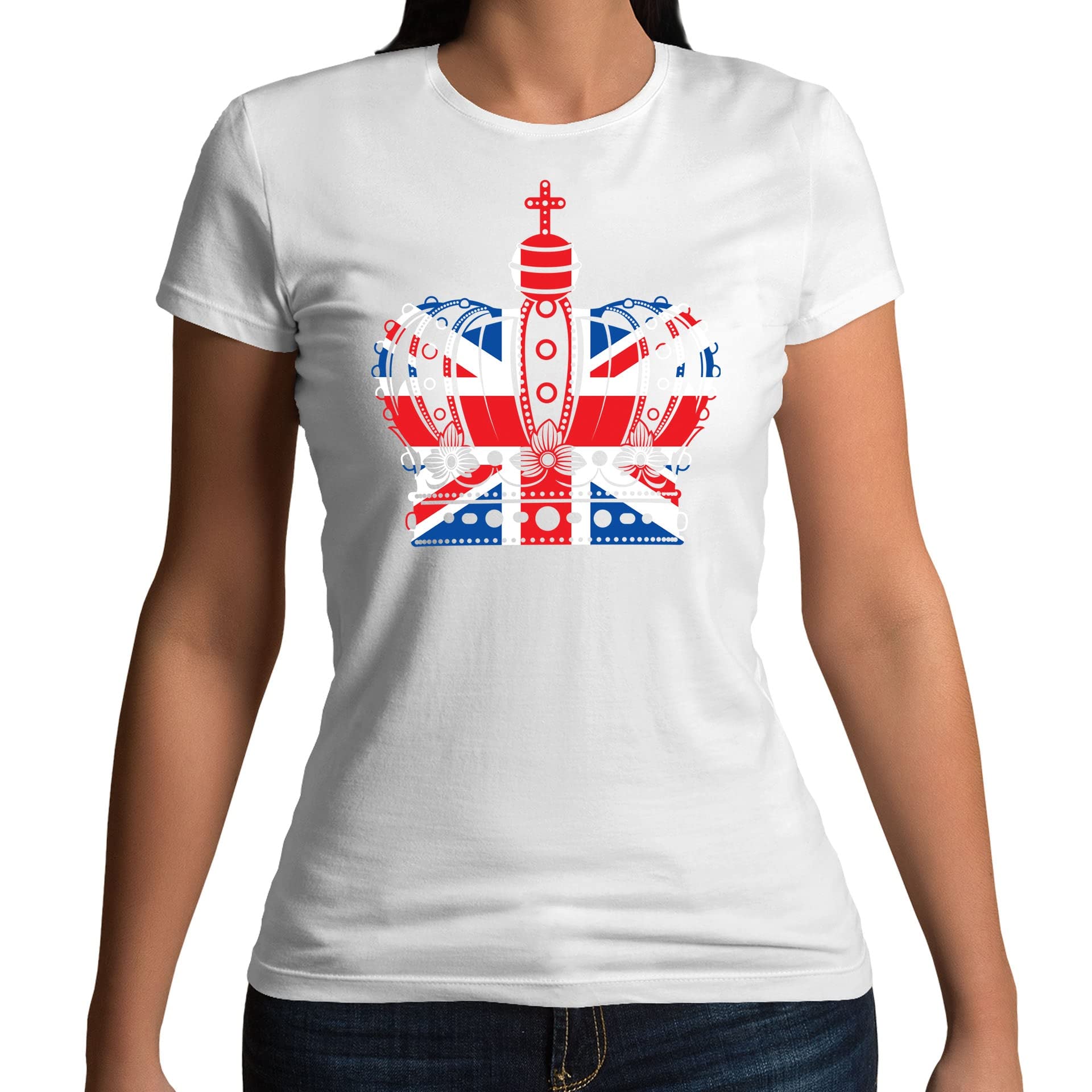 Union Jack Flag King's Coronation Crown Mens T-Shirt White (3XL)