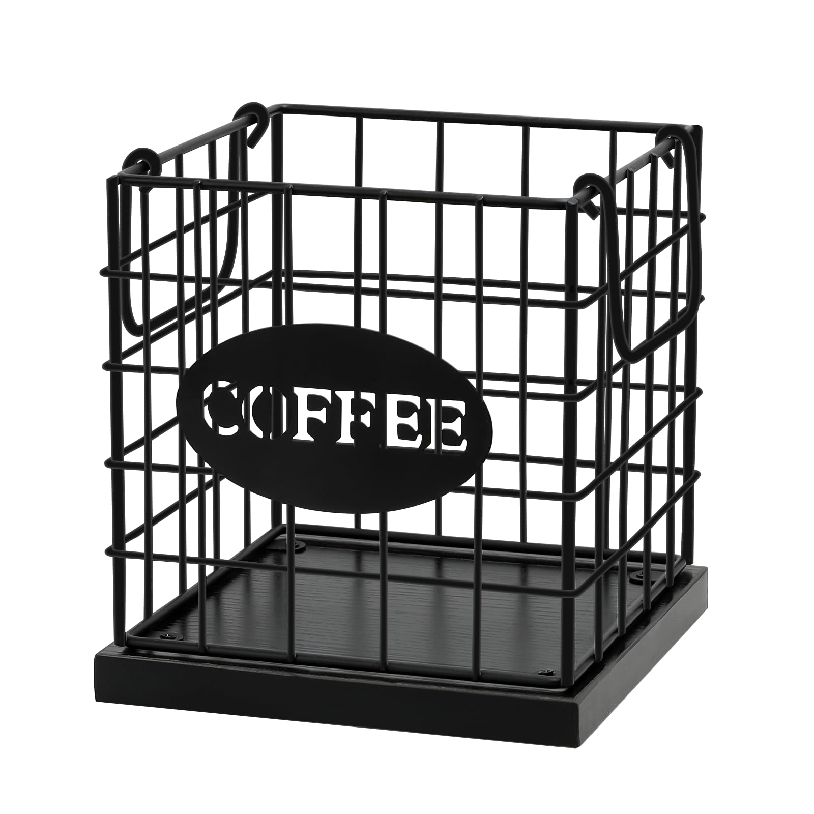 BCOZLUX Coffee Pod Holder Organizer,Large Capacity K Cup Holder Organizer, Storage Basket for Kitchen Countertop Office Coffee Bar with Wooden Base(