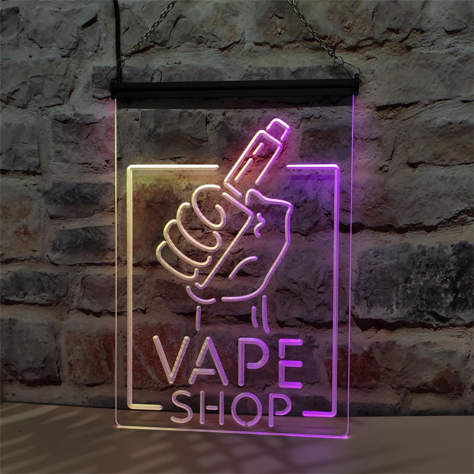 REWIS Vape Shop LED Neon Sign, Bluetooth Dimming Colorful Flowing Lights, for Electronic Cigarette Shop Hanging USB Luminous Decoration,30x20cm