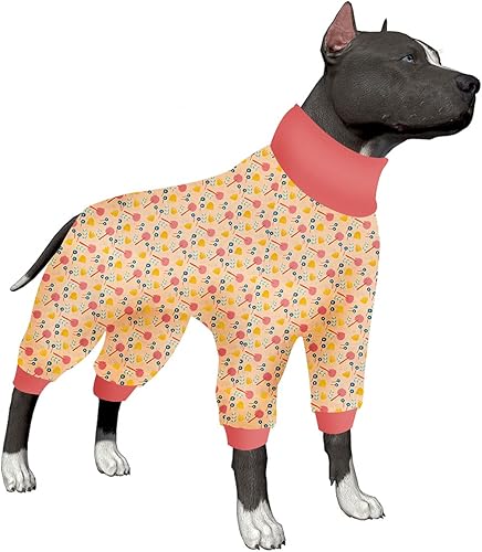 LovinPet Pijama para perros de raza grande, protección UV, alivio de la ansiedad de las mascotas, mameluco para perro, estampado de plantas de niña
