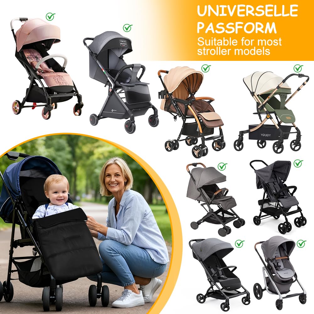 AOOWU Chanceliere Bebe Poussette, Imperméable Chanceliere Universelle pour Poussette, Sac de Couchage Bébé Hiver Chaud Couverture Emmaillotage, pour Poussette, Landaus, Buggy, Siège Auto, Lits Bébé