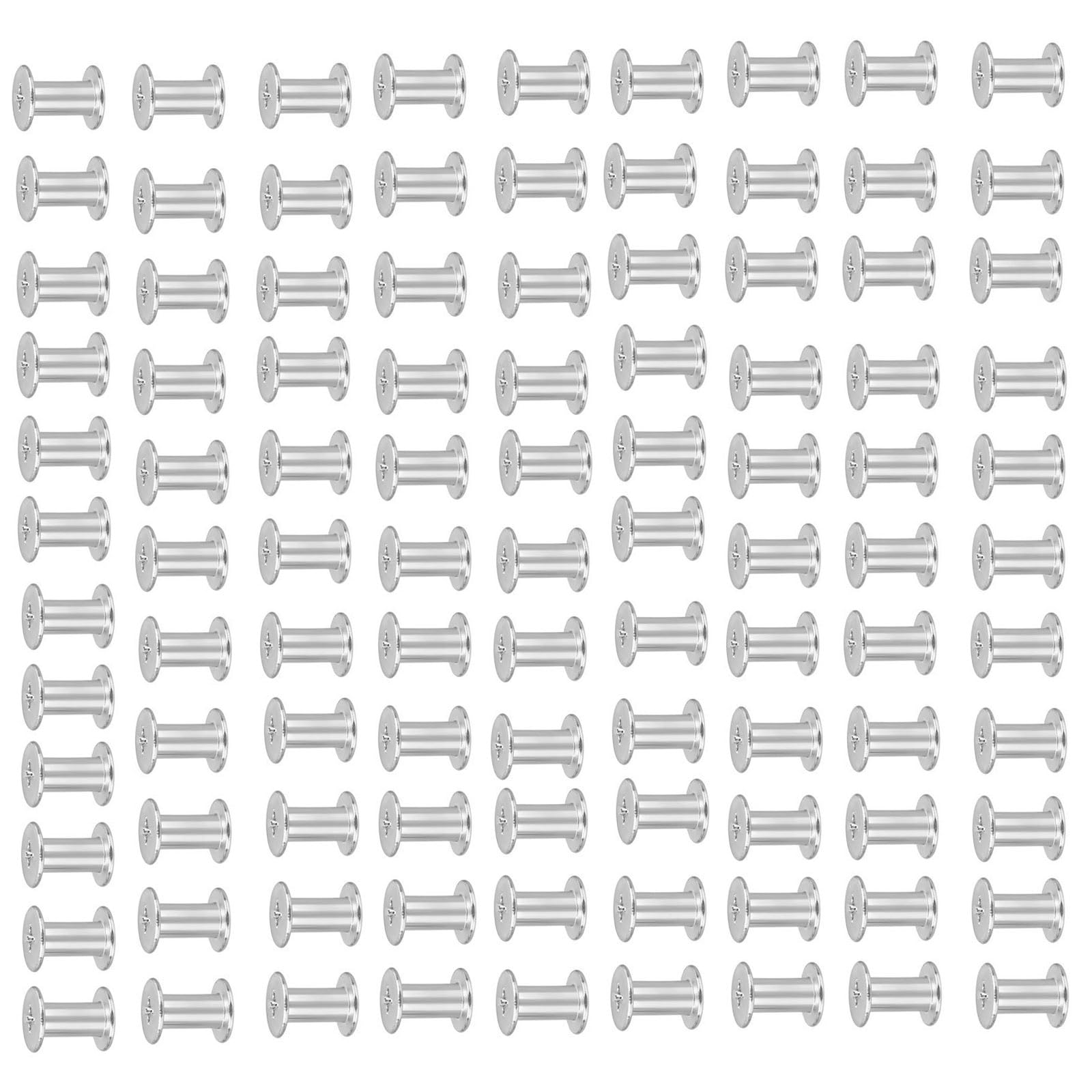 Msioytog 100Pieces Multipurpose Screw Rivets for Paper Document Management Metal Rivets Nut Assortment Supplies Binding for