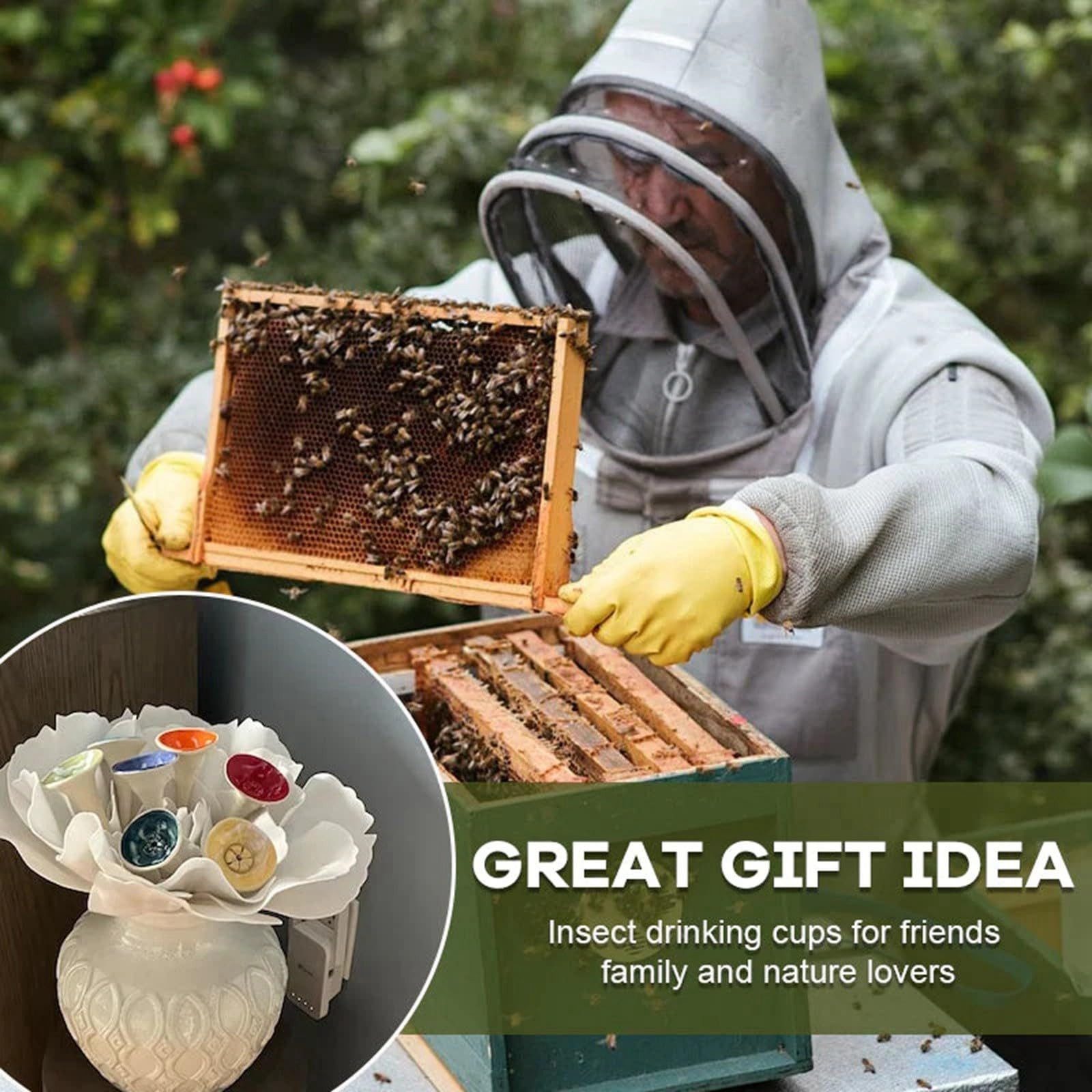 Gobelets pour abeilles - Gobelet à boire - Insectes d'abeilles colorés - Les pollinisateurs assoiffés ont besoin d'une tasse d'abeilles à boisson - Les abeilles ont besoin d'endroits sûrs pour boire