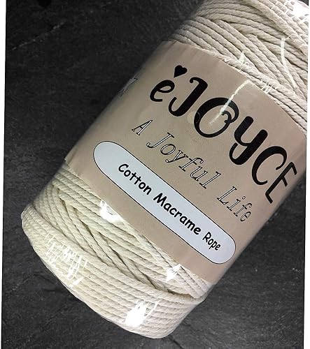 Miniatura 6 de eJoyce EJ-2006 - Cuerda de macramé de algodón suave natural de 4 hebras para colgar en la pared, colgador de plantas, proyectos de manualidades,