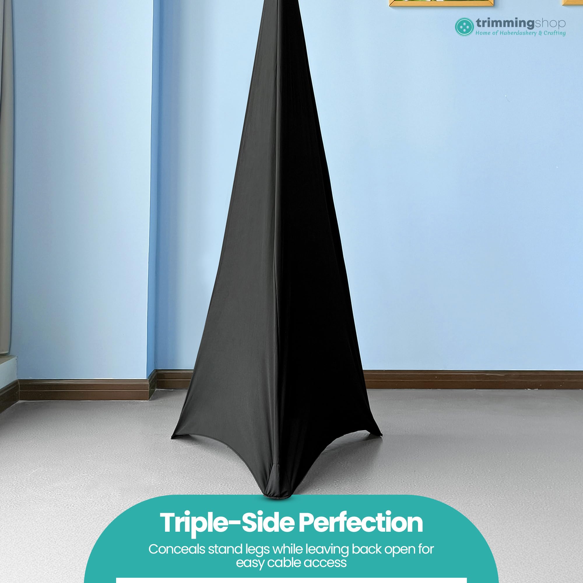 Triplo Laterale Elasticizzato Treppiedi Altoparlante Stand Cover Dj Scrim Nero 1pc