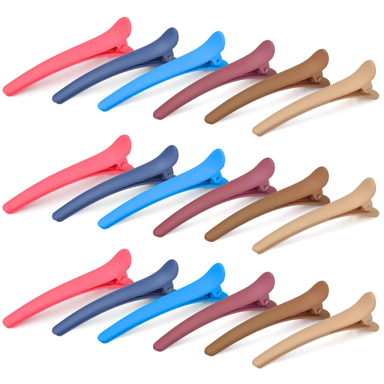 LELE LIFE 18Pcs Alligator Hair Clips for Styling Non Slip Matte Duck Billed Hair Clips Hair Roller Clips for Women Makeup Salon Hairdresser Sectioning (6 Colors B)