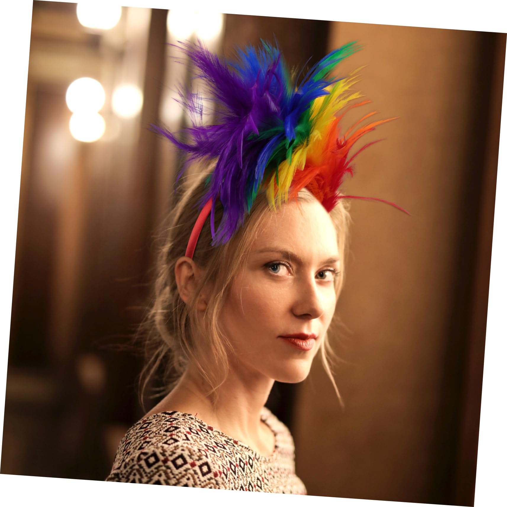 minkissy Copricapo Di Piume Colorate Per Donna Fascia Per Capelli Da Sposa Festa Unica Leggero e Comodo Da Indossare