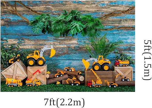 Miniatura 2 de Kate Vehículo de ingeniería de juguete de 7 x 5 pies, decoración de coche, fondo de estudio fotográfico, color azul, primavera, plantas verdes,