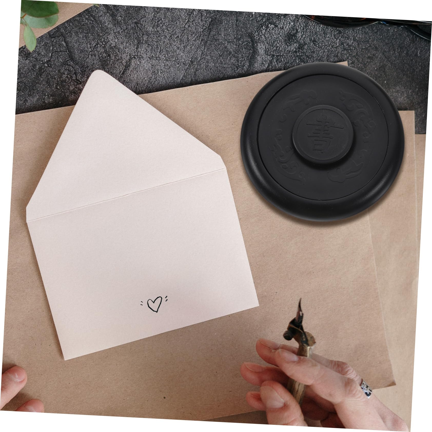 HOODANCOS 4 Inch Retro Chinese Inkstone Lid Calligraphy Painting Preserve Writing Drawing