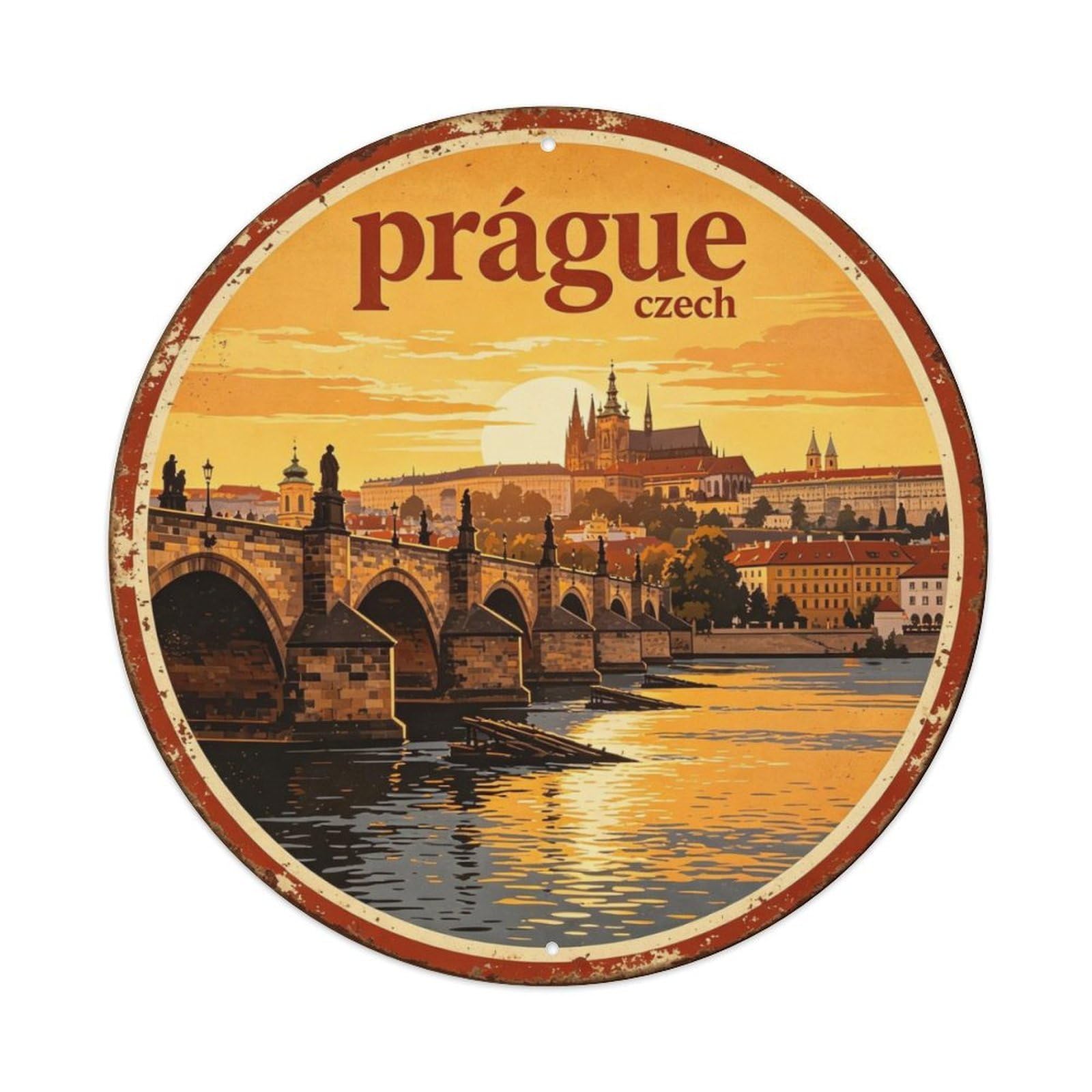 Prague_vintage Metal Tin Sign Plaque