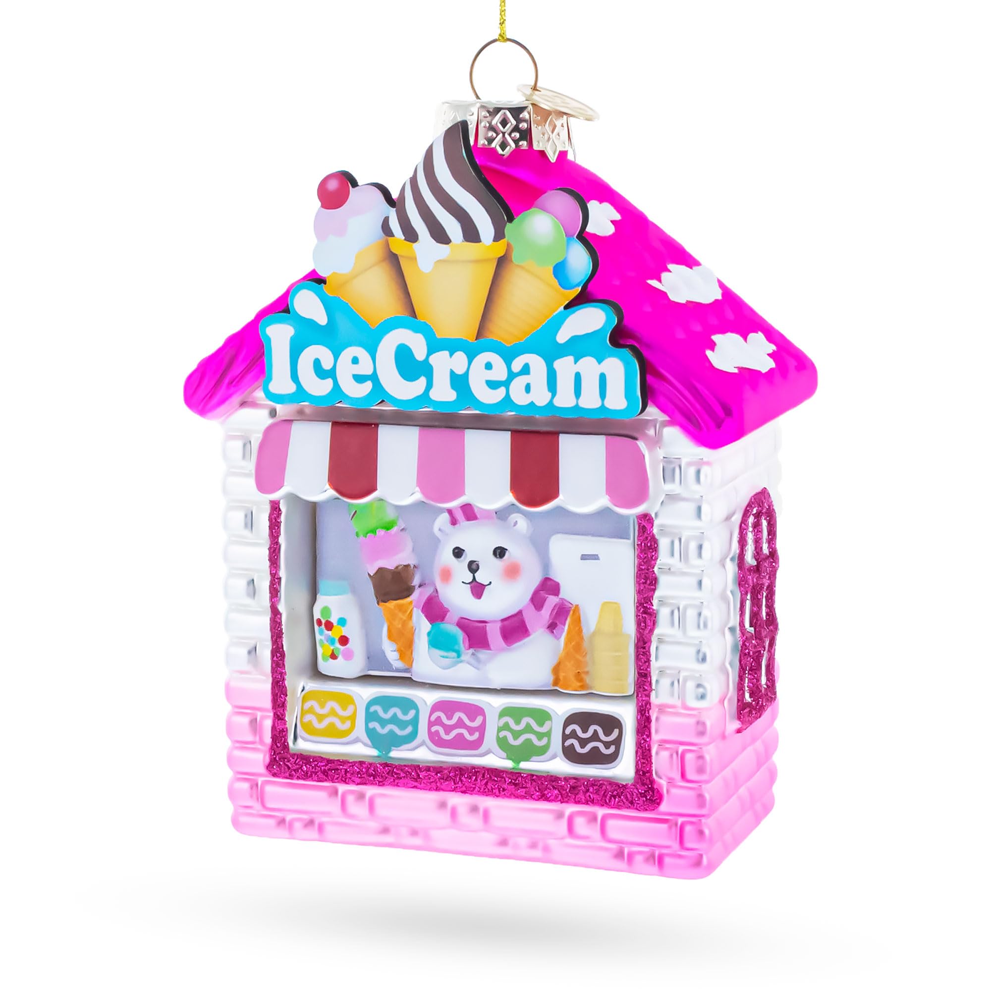 Décoration de Noël en verre soufflé avec ours polaire : idée cadeau poétique