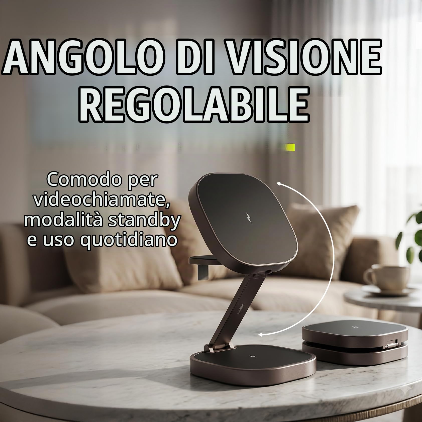 Caricabatterie 3 in 1 da 25 W, stazione di ricarica wireless pieghevole per iPhone, Apple Watch e AirPods, mini supporto di ricarica wireless con LED e USB-C, compatibile con Qi e MagSafe
