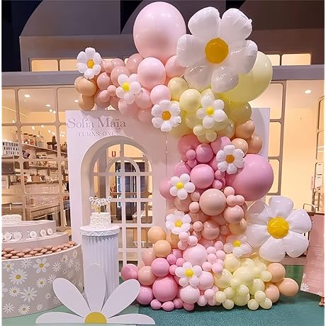Daisy Baby Shower Balloon Garland Arch Kit Macaron Tweety Bird Pastel Groovy Party Decorations