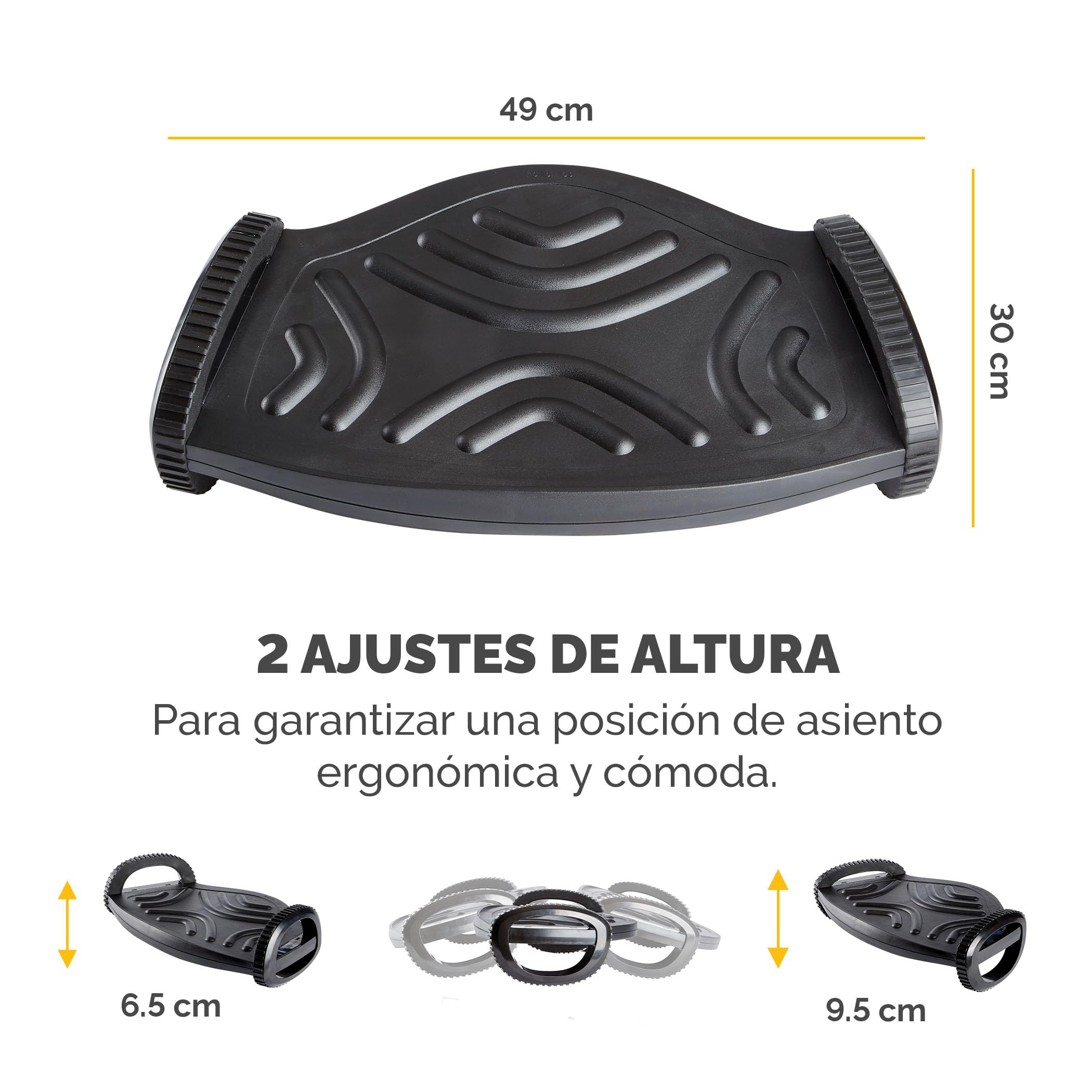 Fellowes - Smart Rocker - Reposapiés Ergonómico Ajustable en Altura - Soporte para Apoyo de Pies Inclinable para Oficina y Hogar - Certificación FIRA. Color Negro