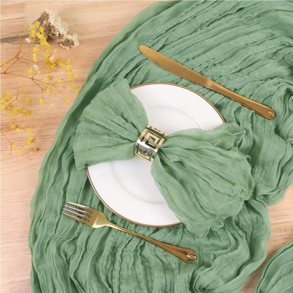 cotton napkins， 12PCSs, Gauze Napkins For Wedding Decoration Dinner Bridal Shower Birthday Party Table Decor(Green)