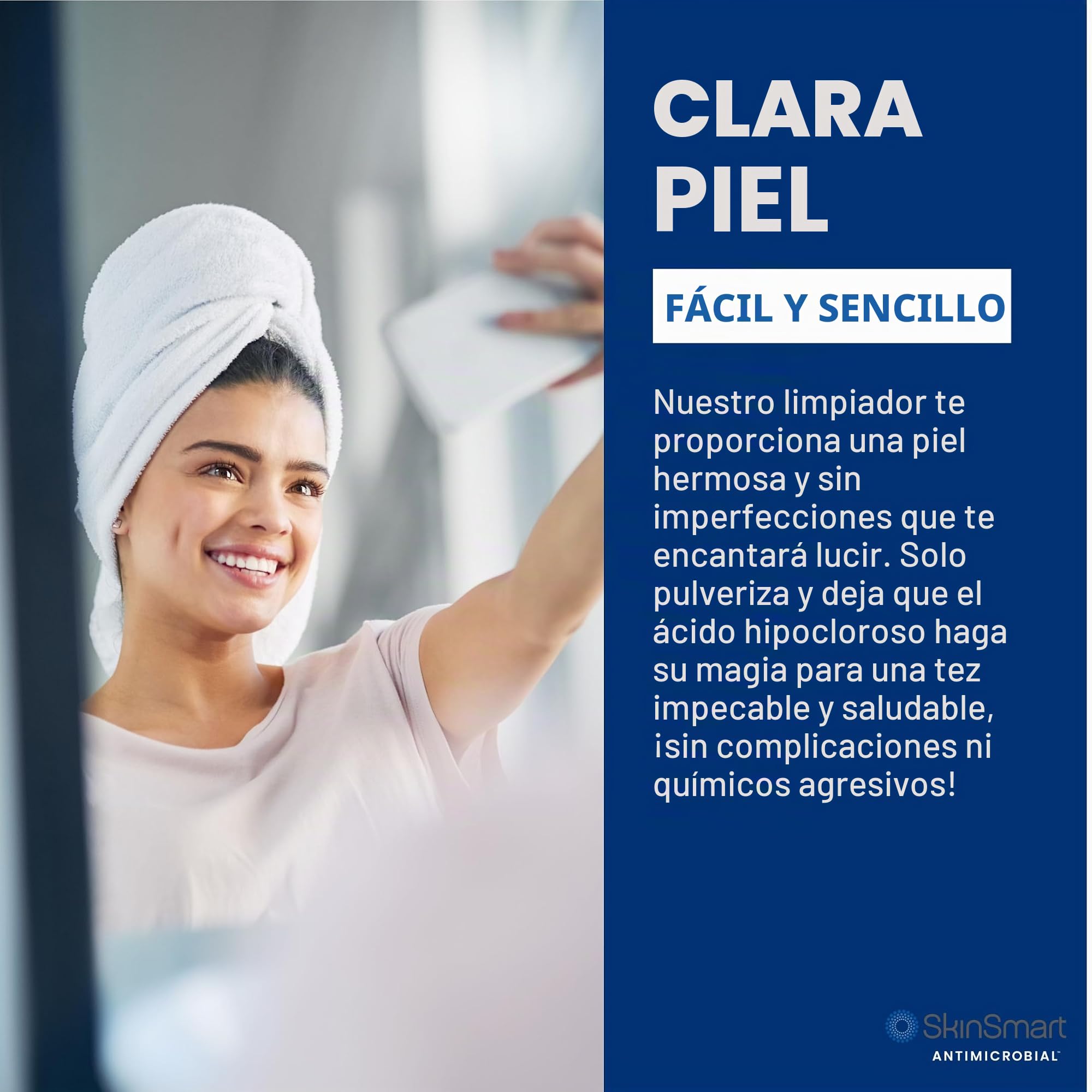 SkinSmart Limpiador facial para acné, objetivos de bacterias para atletas adolescentes activos después del entrenamiento, botella de spray de 8 oz, seguro para múltiples usos diarios