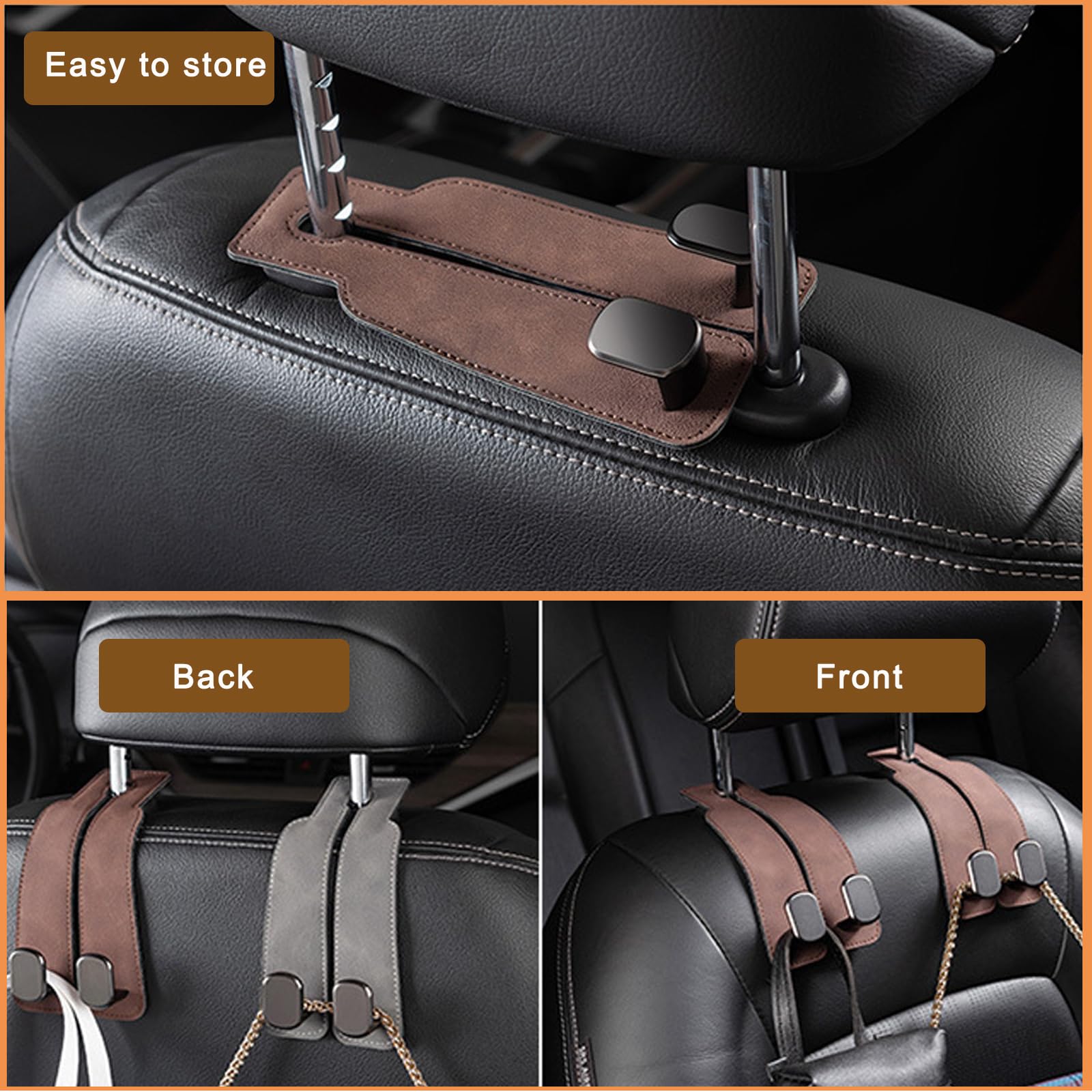 lengenyen Car Storage Hook,2PCs Car Purse Hook Universal Car seat Back Storage Hook,Multifunctional Headrest Hook for Car