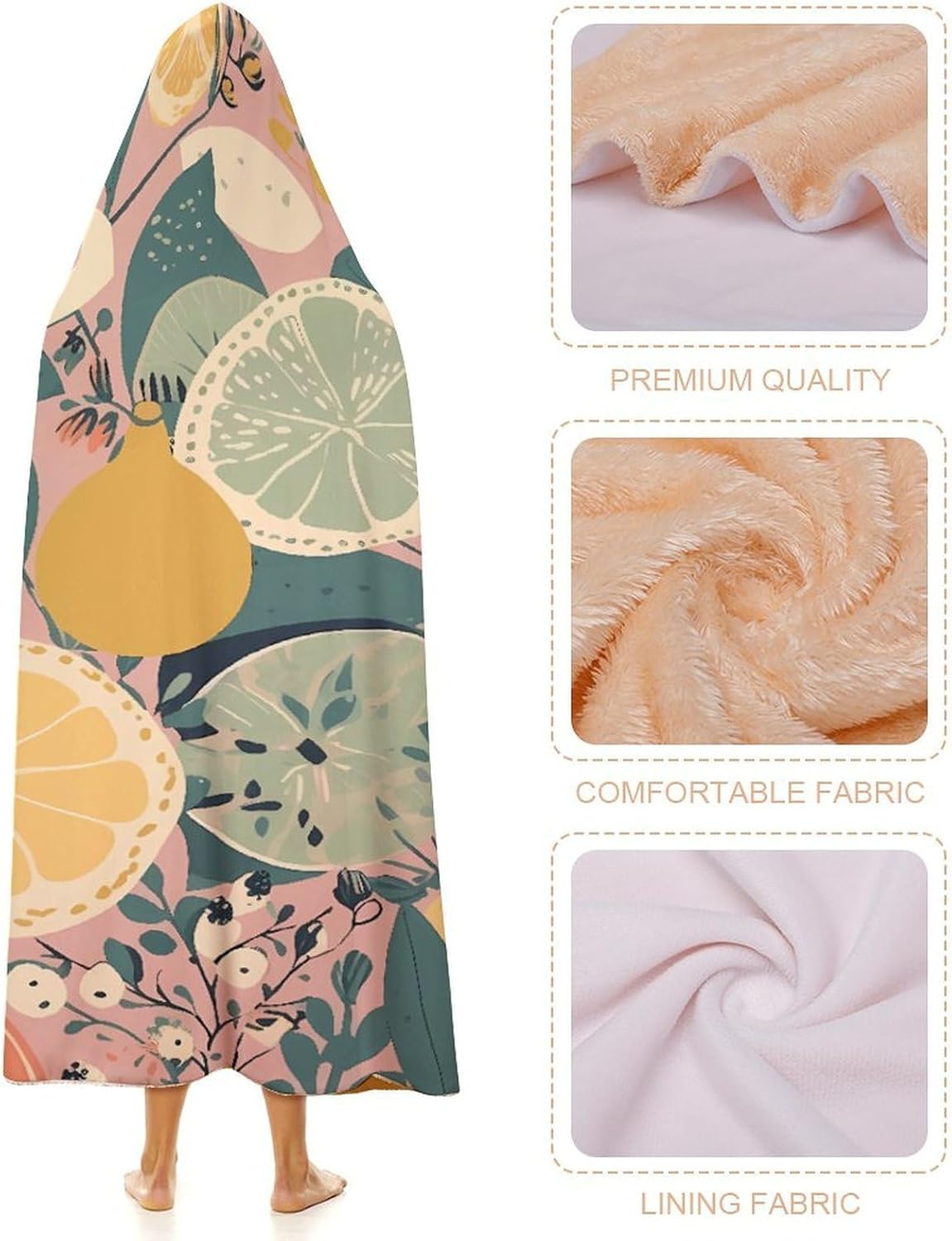 Fruit Pattern Hooded Blanket Cozy And Functional,Wearable Blanket Hoodie for Women Men,Blanket Poncho Presents50 x60